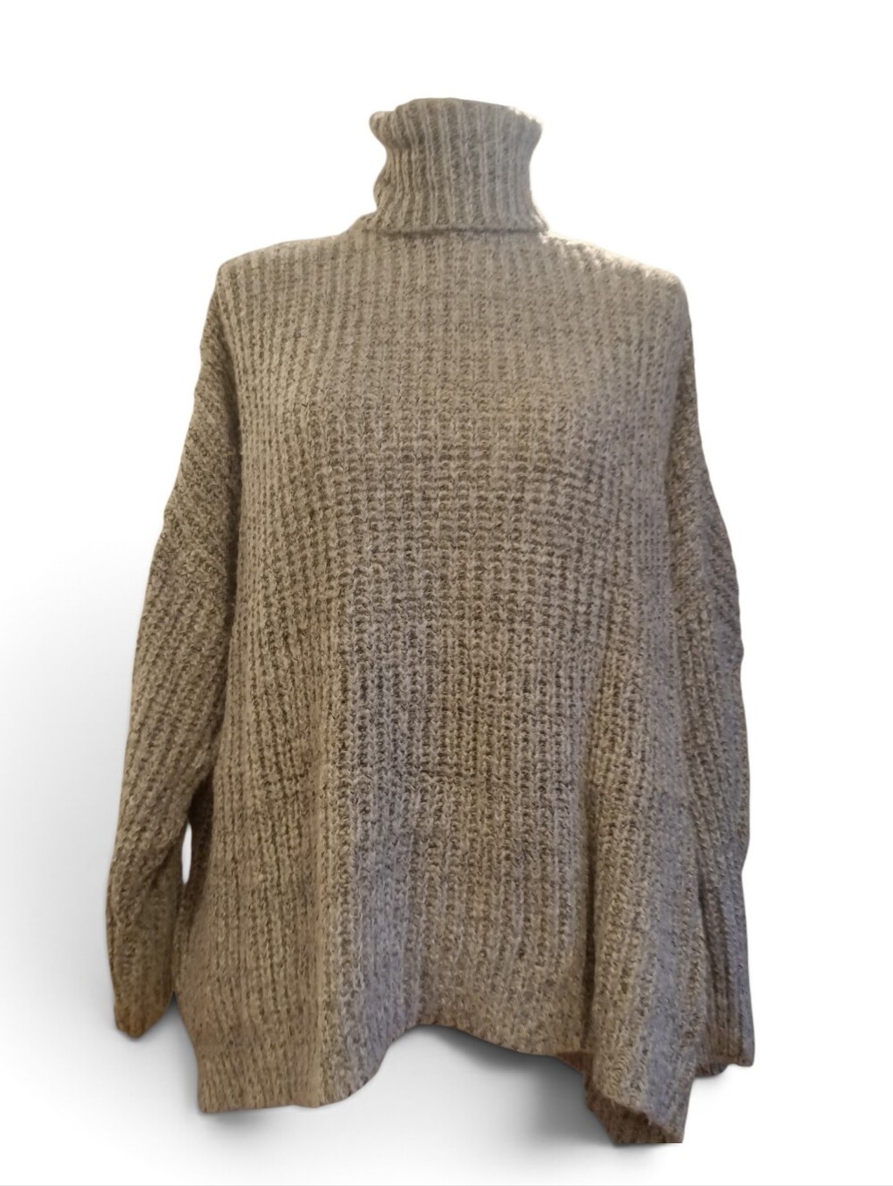 Nasty Gal Oversized Turtleneck Cable Knit Gray Sweater Medium